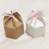 10pcs Hexagonal Carton Wedding Candy Box Jewelry Accessories 9.5*6.8cm
