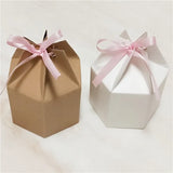 10pcs Hexagonal Carton Wedding Candy Box Jewelry Accessories 9.5*6.8cm