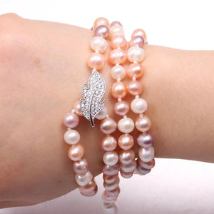 Potato Pearl Necklace with Gemstone Charms for Women