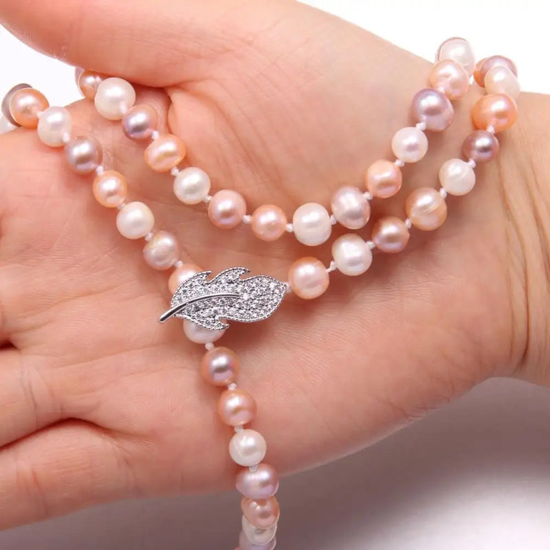 Potato Pearl Necklace with Gemstone Charms for Women