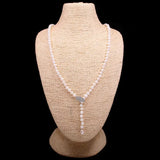 Potato-shaped Pearl Necklace with Gemstone Charms for Women