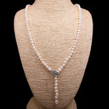 Potato-shaped Pearl Necklace with Gemstone Charms for Women