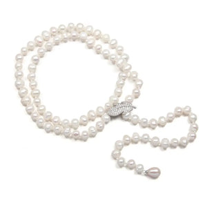 Potato-shaped Pearl Necklace with Gemstone Charms for Women