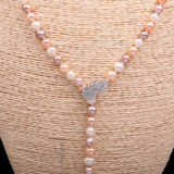 Potato Pearl Necklace with Gemstone Charms for Women
