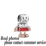 925 Sterling Silver Mouse 1:1 Robot Series Charm for DIY Bracelet Gift