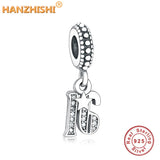 925 Silver 16 Number Star Pendant Charms Beads DIY Jewelry