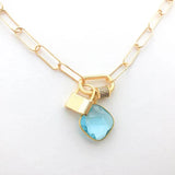 Crystal Pendant Necklace Gothic Punk Chain Lock Neck Decoration
