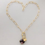 Crystal Pendant Necklace Gothic Punk Chain Lock Neck Decoration