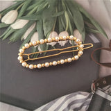 Geometric Pearl Clear Stone Hair Clip for Women
