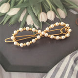 Geometric Pearl Clear Stone Hair Clip for Women