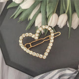 Geometric Pearl Clear Stone Hair Clip for Women