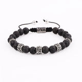 Vintage Stainless Steel Men Bracelet with Stone Beads