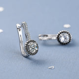 925 Silver Engagement Hoop Earrings Black&White Stone Jewelry Brincos
