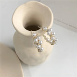 Vintage Japan Hoop Earrings Crystal Sweet Simulated Pearl Circle Jewelry