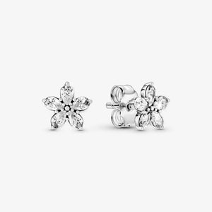 Snowflake Stud Earrings 925 Sterling Silver Fine Jewelry
