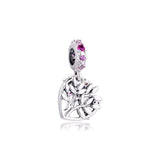 925 Sterling Silver Family Tree Heart Bracelet Bangle