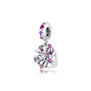 925 Sterling Silver Family Tree Heart Bracelet Bangle