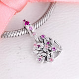 925 Sterling Silver Family Tree Heart Bracelet Bangle