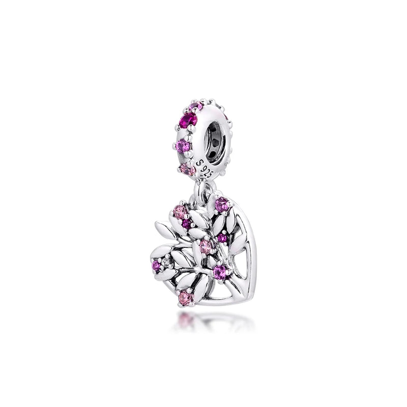 925 Sterling Silver Family Tree Heart Bracelet Bangle