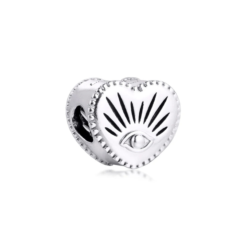 925 Silver All-seeing Eye & Heart Charms Bracelet Bangle for Jewelry Making