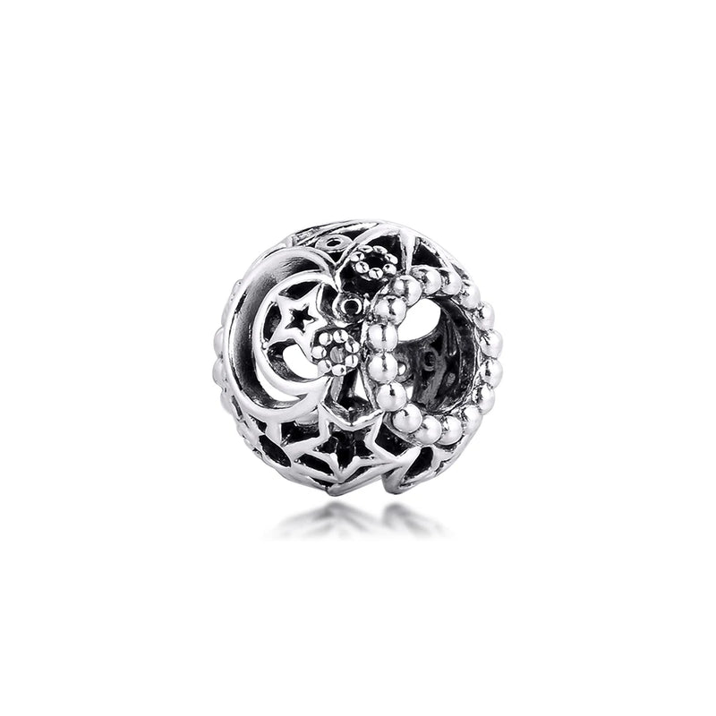 Sterling Silver Openwork Sun Stars Moon Bracelet Bangle