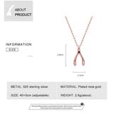 Wishbone Pendants Necklace 925 Sterling Silver Lucky Guardian Statement Necklace