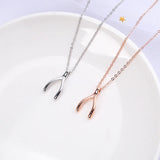 Wishbone Pendants Necklace 925 Sterling Silver Lucky Guardian Statement Necklace