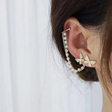 Delicate Two-sided Pearl Ear Stud Earrings for Women