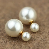 Delicate Two-sided Pearl Ear Stud Earrings for Women