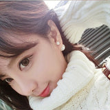 Delicate Two-sided Pearl Ear Stud Earrings for Women
