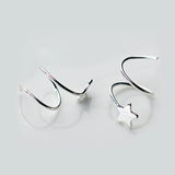 925 Silver Spiral Star Stud Earrings Girls Gift