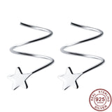 925 Silver Spiral Star Stud Earrings Girls Gift