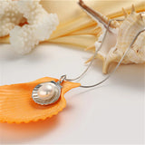 Freshwater Cultured Pearl Shell Pendant Necklace 925 Sterling Silver for Women