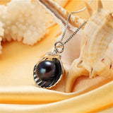 Freshwater Cultured Pearl Shell Pendant Necklace 925 Sterling Silver for Women