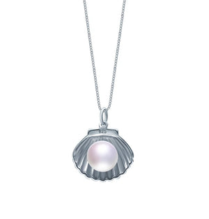 Freshwater Cultured Pearl Shell Pendant Necklace 925 Sterling Silver for Women