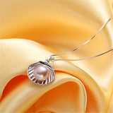 Freshwater Cultured Pearl Shell Pendant Necklace 925 Sterling Silver for Women