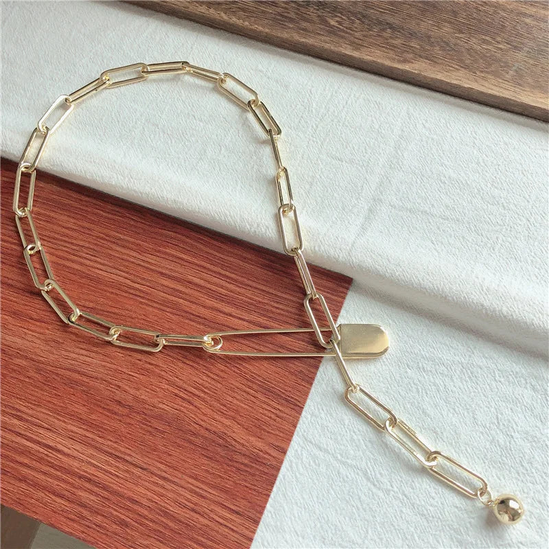 Metal Lock Women's Pendant Hip-Hop Chain Necklace