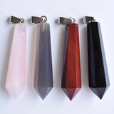 Mixed Stone Hand Pillar Pendulum Pendants 4pcs