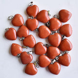 16mm Heart Shape Red Stone Pendants for Jewelry Making - Pack of 50