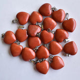 16mm Heart Shape Red Stone Pendants for Jewelry Making - Pack of 50