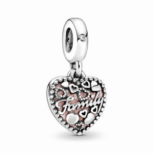 Pink Family Dangle Charm for Snake Chain Bracelet Bangle
