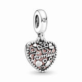 Pink Family Dangle Charm for Snake Chain Bracelet Bangle