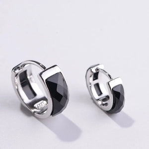 S925 Vintage Craft Woman Earrings Faceted Agate Large Version