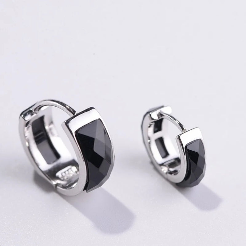 S925 Vintage Craft Woman Earrings Faceted Agate Large Version
