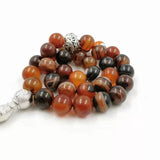 Tasbih Natural Agates Man's Muslim Rosary 33 Misbaha Arab Bracelet Prayer Beads