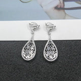Flower Drop CZ Crystal Clip On Earrings for Women Wedding