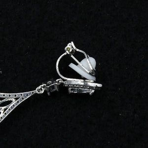 Flower Drop CZ Crystal Clip On Earrings for Women Wedding