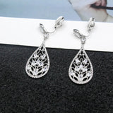 Flower Drop CZ Crystal Clip On Earrings for Women Wedding