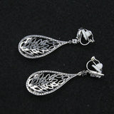 Flower Drop CZ Crystal Clip On Earrings for Women Wedding