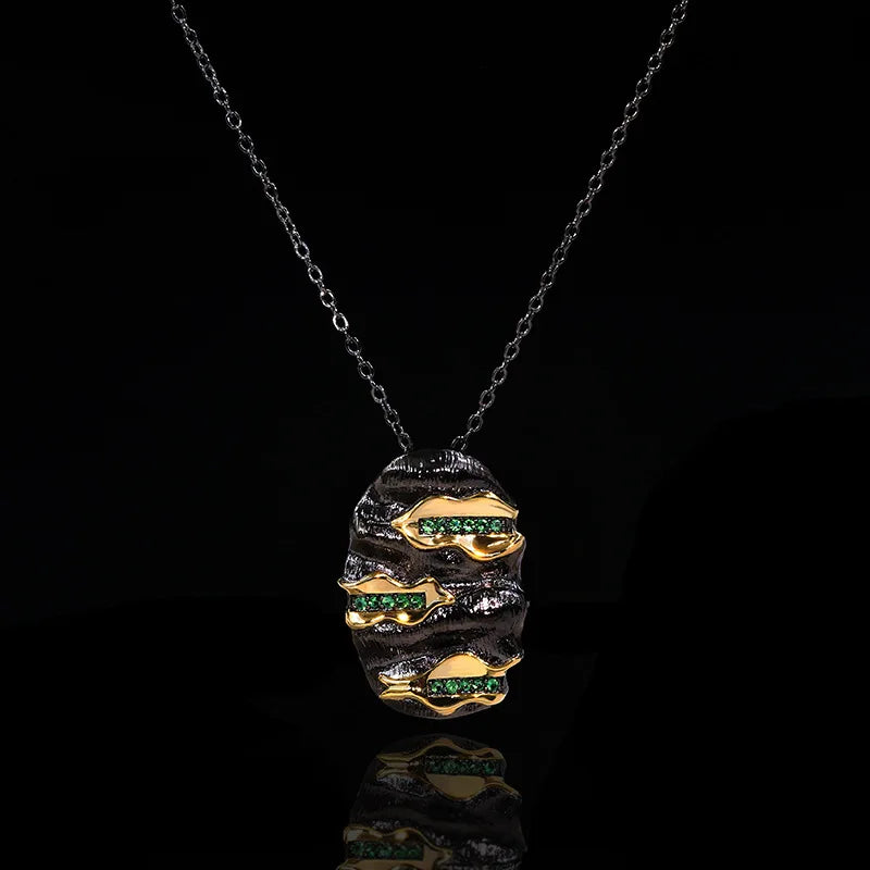 Italian Jewelry Tungsten Pendant Necklace Vintage Emerald Cocktail Choker